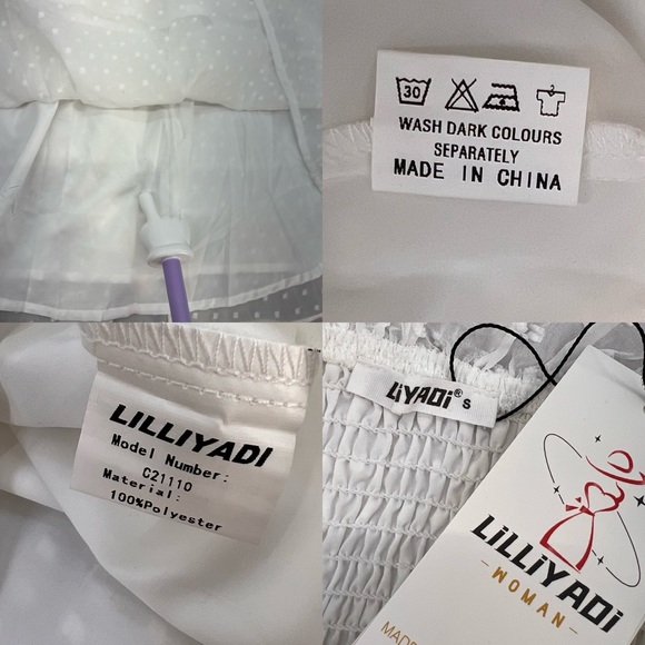 Square Neck Puff Sleeves Ruffle Midi Dress Boho Swiss Dot Tie Back Smocked Dress - Picture 16 of 17